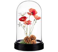 AHANDMAKER Vitrina de acrílico con forma de globo de campana, 11,6 x 18,5 cm, base negra, cristal, campana, vitrina para figuras, flores, plantas, ramos, fotos, decoración de mesa y boda