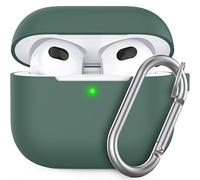 AhaStyle - Carcasa para AirPods 3, Funda de Silicona Flexible, protección AirPods 3rd, Fundas antigolpes integrales para Apple AirPods 3ª generación 2021 (Pine Green, con mosquetón)