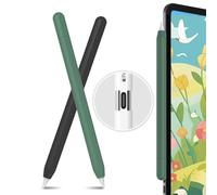 AHASTYLE Funda Apple Pencil (USB-C) 2023 Funda Antideslizante de Silicona Delgada Apple Pencil，Compatible con Apple Pencil USB-C (2 Piezas, Negro&Verde Alpino)