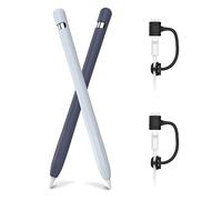 AHASTYLE Funda de Silicona Antideslizante para Apple Pencil de 1.ª Generación [Añadir Accesorios del Adaptador de Cable] Carcasa Compatible con Apple Pencil 1.ª Gen (2 Pack,Azul Oscuro+Azul Claro)