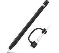 AHASTYLE Funda de Silicona Antideslizante para Apple Pencil de 1.ª Generación [Kit de Sujeción de Adaptador de Cable Añadido] Carcasa Compatible con Apple Pencil de 1.ª Generación (Negro)