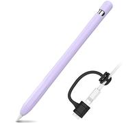 AHASTYLE Funda de Silicona Antideslizante Para Apple Pencil de 1.ª Generación [Kit de Sujeción de Adaptador de Cable Añadido] Carcasa Compatible con Apple Pencil de 1.ª Generación (Lavanda)
