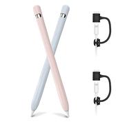 AHASTYLE Funda de silicona para Apple Pencil de 1ª generación [correa adaptador de cable añadida] Funda protectora antideslizante compatible con Apple Pencil de 1ª generación (paquete de 2, azul claro