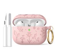 AhaStyle Funda para AirPods Pro 3 (2025) de silicona grabada con flores para AirPods Pro de 3ª generación, cuerpo completo, a prueba de golpes, para Apple AirPods Pro de 3ª generación con kit de
