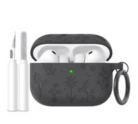 AhaStyle Funda para AirPods Pro 3 (2025) de silicona grabada con flores para AirPods Pro de 3ª generación, cuerpo completo, a prueba de golpes, para Apple AirPods Pro de 3ª generación con kit de