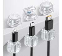 AhaStyle Organizador de cables de resorte [bloqueo de 1 segundo], paquete de 6 soportes para cables de cable, clips adhesivos fuertes [suave ajustable] organizador de cables de alambre oculto para