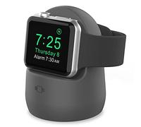 AHASTYLE Soporte para Apple Watch Estación de Carga [Compatible con Modo Nocturno] Base de Silicona para Apple Watch 8/Ultra/SE2/7/6/SE/5/4/3/2/1-49mm/45mm/44mm/42mm/41mm/40mm/38mm(Gris Oscuro)