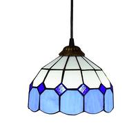 AHCDDYM Lámpara de araña de vitrales de techo Estilo Tiffany de 8 "Lámpara colgante de bar de restaurante de vidrieras mediterráneas azules simples para pasillos de estudio Balcón