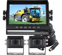 AHD 1080P Sistema de cámara de visión trasera con cable, 2 cámaras IR con impermeable IP69K, monitor de visión única de 7 pulgadas con protector de TVS, a prueba de vibraciones 10G para tractor/camión