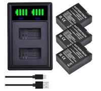 AHDBT-301/302 Batería for Cámara + Cargador USB | 3.7V, 1600mAh, 5.9Wh, Compatible con GoPro Hero3/3 Black Edition/White Silver Edition/HD Videocámara(3 Battery 1 Charger)