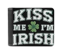Ahdyr Billetera Plegable de Cuero Kiss Me I'm Irish para Hombre, con Clip para Billetes Fino de Viaje y 6 Ranuras para Tarjetas.
