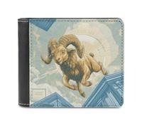 Ahdyr Billetera Plegable de Cuero para Hombre de la Antigua Grecia con diseño de vellón Dorado y Clip para Billetes Delgado de Viaje con 6 Ranuras para Tarjetas.