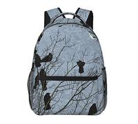 Ahdyr Black Crow Raven Bird Art Daypack Poliéster duradero Antirrobo Mochila multiusos Gran capacidad Gimnasio Senderismo al aire libre Mochila con correas de hombro ajustables