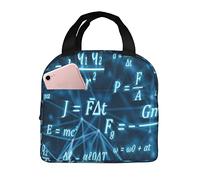 Ahdyr Bolsa de almuerzo reutilizable Bolsa de almuerzo con aislamiento de matemáticas azul claro brillante Caja de almuerzo más fresca duradera