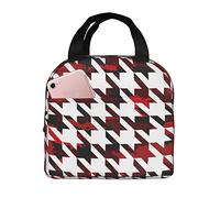 Ahdyr Bolsa de almuerzo reutilizable con diseño de pata de gallo, camuflaje, cuadros rojos, bolsa de almuerzo aislada, caja de almuerzo más fresca y duradera