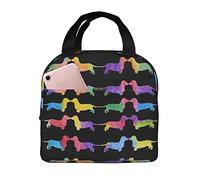 Ahdyr Bolsa de almuerzo reutilizable con diseño de perro salchicha de acuarela, bolsa de almuerzo con aislamiento, caja de almuerzo más fresca y duradera