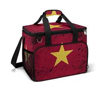 Ahdyr Caja de refrigeración con bandera vietnamita vintage, bolsa aislada a prueba de fugas, bolsa de hombro portátil para el almuerzo, para Picnic, playa, trabajo, viaje, 15,4 "x 12"