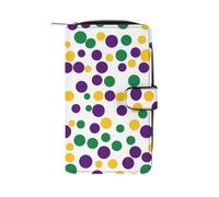 Ahdyr Cartera de Cuero con Estampado de Lunares de Mardi and The Gras, Capacidad para 12 Tarjetas, Bolsillo con Cremallera, Bolso de Mano Largo de Tela para Hombre y Mujer.