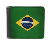 Ahdyr Cartera de Cuero con la Bandera de Brasil para Hombre, Billetera Delgada Plegable con Clip para Dinero y Tarjetero.