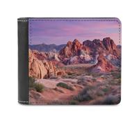 Ahdyr Cartera Plegable de Cuero para Hombre Valley of Fire en Nevada, con Clip para Billetes Delgado de Viaje y Bolsillo para 6 Tarjetas