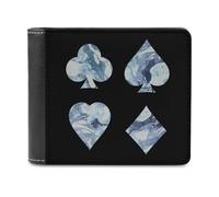 Ahdyr Cartera Plegable para Hombre con Estampado de Cartas de póker y mármol, con Cierre de Piel y Clip para Billetes, con Capacidad para 6 Tarjetas y Estampado de una Sola Cara.