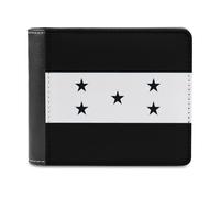 Ahdyr Cartera Plegable para Hombre con la Bandera de Honduras Negra, Estampada por una Sola Cara, Delgada, con Capacidad para 6 Tarjetas, Monedero de Cuero con Clip para Billetes.