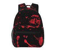 Ahdyr Classic Horror Blood Splatter Black Red Art Mochila Poliéster duradero Antirrobo Bolsa de transporte multiusos Mochila de viaje y deporte de gran capacidad Mochila con cremalleras suaves