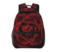 Ahdyr Cool Skull Red Rose Flower Mochilas Bolso de hombro antirrobo multipropósito ligero Bolso de computadora de negocios de gran capacidad con cremalleras suaves
