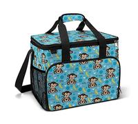 Ahdyr Cute Baby Monkey and Banana Cooler Box Tote aislado a prueba de fugas Refrigeración portátil Lunch Shoulder Bag para Picnic Beach Work Travel 15.4 "x12