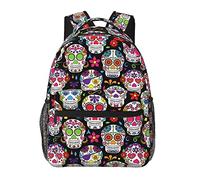 Ahdyr Day Of The Dead Sugar Skull Mochilas Poliéster duradero Antirrobo Bolsa de transporte multiusos Gran capacidad Gimnasio Senderismo al aire libre Mochila con cremalleras suaves