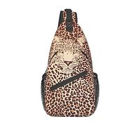 Ahdyr Divertida mochila con correa de piel de leopardo, bandolera cruzada ligera para mujeres y hombres, mochila informal para exteriores