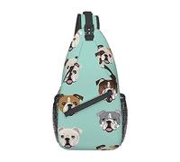 Ahdyr English Bulldog Faces Sling Backpack, bolso de hombro cruzado ligero para mujeres y hombres, mochila informal para exteriores
