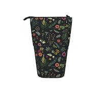 Ahdyr Estuche de lápices telescópico Boho Black Denim Blue Lupin, Organizador de pie, Bolsa de cosméticos, Bolsa de Maquillaje, Estuche de bolígrafo de papelería