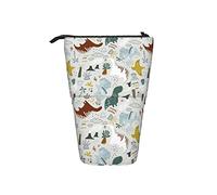 Ahdyr Estuche para lápices Childish Dinosaur T-Rex Forest Dino Boho Pen Titular telescópico Papelería Soporte de Almacenamiento Bolsa Útiles Escolares para Estudiante Artista Oficina Enfermera