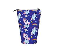 Ahdyr Estuche para lápices de Lona telescópico de pie con Bonitos Unicornios y Nubes arcoíris con Cremallera, Estuche para lápices de papelería para niñas, Mujeres y niños