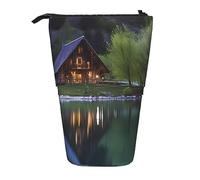 Ahdyr Estuche para lápices de pie Chalet by The Lake, Estuche para bolígrafos Bonito, Estuche telescópico para artículos de papelería, Estuche para cosméticos de Maquillaje para Mujer y Oficina