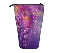 Ahdyr Estuche para lápices de pie con Flores Que lloran púrpura, Estuche para bolígrafos Bonito, Estuche de papelería telescópico, Estuche para cosméticos de Maquillaje para Mujer y Oficina