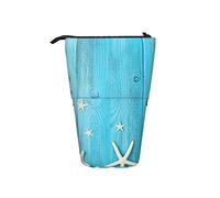 Ahdyr Estuche para lápices Starfish Blue Seashell Pluma náutica Soporte telescópico Papelería Soporte de Almacenamiento Estuche Útiles Escolares para Estudiantes Artista Oficina Enfermera