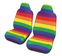 Ahdyr Fundas de Asiento de Coche LGBT-Rainbow-Pride-Stripes, Protector Universal de Asientos Delanteros para Coche, sedán SUV, camión