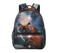 Ahdyr Galaxy Fox Art Daypack Poliéster duradero Antirrobo Mochila multiusos Gran capacidad Gimnasio Senderismo al aire libre Mochila con correas de hombro ajustables