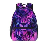 Ahdyr Galaxy Wolf Head Pink Art Backpack Ligero antirrobo Bolso de hombro multiusos Mochila de viaje de gran capacidad para senderismo con correas acolchadas