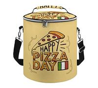 Ahdyr Happy Pizza Day, bolsa refrigeradora doble, bolsa aislante a prueba de fugas, bolsa de hombro portátil para el almuerzo, para Picnic, playa, trabajo, viaje, 10 "x 12"
