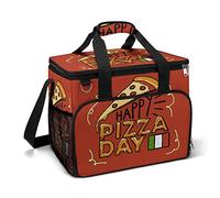 Ahdyr Happy Pizza Day Cooler Box Bolsa aislada a prueba de fugas Refrigeración portátil Almuerzo Bolsa de hombro para Picnic Playa Trabajo Viajes 15.4 "x12