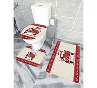 Ahdyr Happy Valentine's Day - Juego de 3 Alfombrillas de baño de 3 Piezas, Alfombrilla de baño romántica GNOME Be Mine Sweet Rose Truck Red Love Plaid, Alfombrilla Antideslizante ultrasuave, alfom