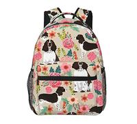 Ahdyr Hombres Mujeres Durable Poliéster English Springer Spaniel Dog Art Daypack Bolso de hombro de gran capacidad con cremalleras suaves para senderismo Trabajo Caminar Ciclismo