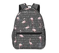 Ahdyr Hombres Mujeres Durable Poliéster Pink Flamingo Letter Art Mochila Mochila de gran capacidad con cremalleras suaves para escalar Picnic Bicicleta