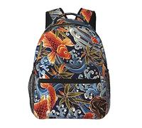 Ahdyr Hombres Mujeres Durable Poliéster Tradicional Koi Fish Art Daypack Mochila Gran capacidad Carry On Bag con cremalleras suaves para senderismo Picnic Caminar Ciclismo