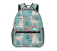 Ahdyr Hombres Mujeres Ligero Capitán Golden Doodle Arte de perro náutico Mochila informal Mochila de gran capacidad con correas acolchadas para gimnasio Viajes Caminar Ciclismo