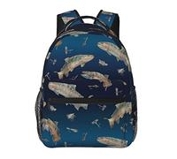 Ahdyr Hombres Mujeres Ligero Fish On Ombre Art Mochila Bolsa de transporte de gran capacidad con correas acolchadas para deportes Trabajo Caminar Ciclismo