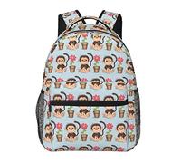 Ahdyr Hombres Mujeres Ligero Lindo Mono Plantas en macetas Art Mochila Mochila de gran capacidad con cremalleras suaves para gimnasio Negocios Correr